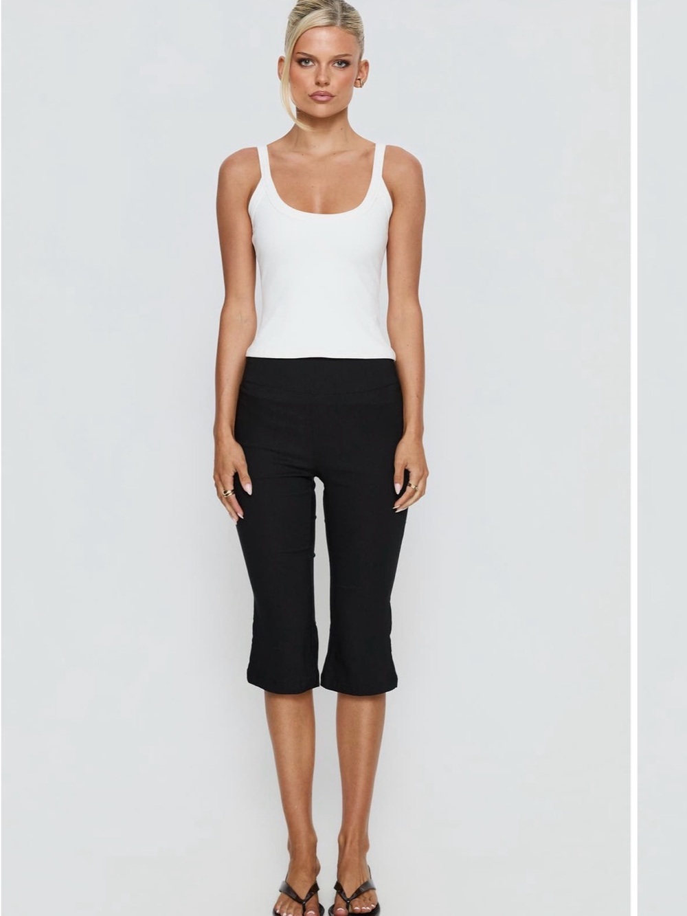 Princess Polly Black Cropped Flare Capris